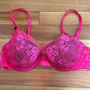 Lace Push-Up Bra in Vibrant Pink